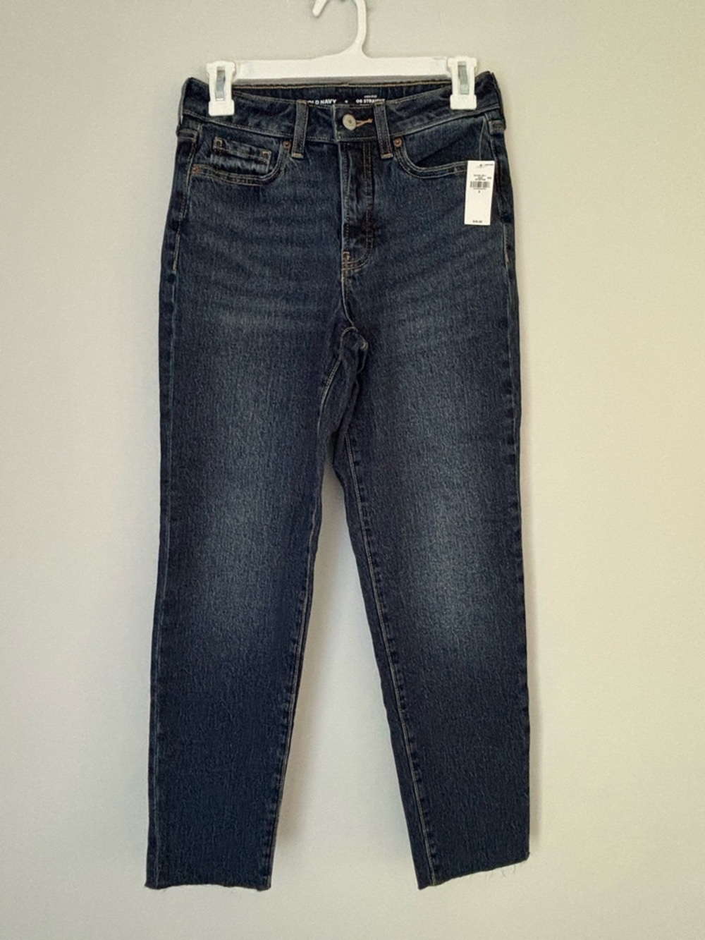 Old Navy Dark Wash Raw Hem OG Ankle Straight Jean Size 0 NWT - Picture 7 of 14